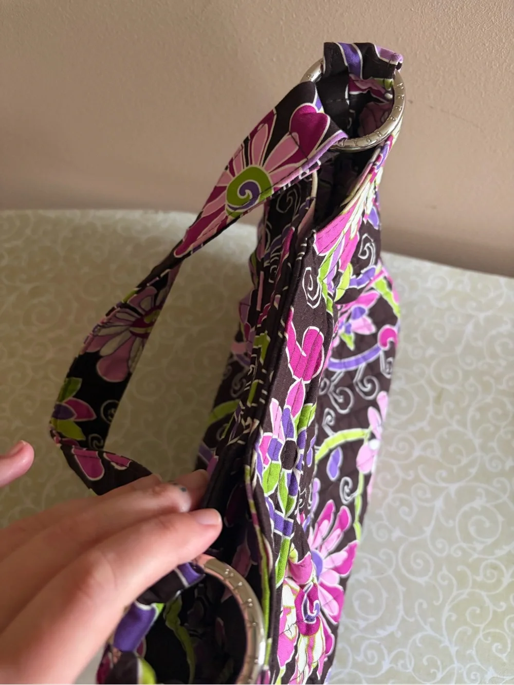 Vera Bradley Floral Shoulder Bag in Purple punch